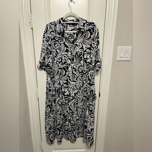 Chico's Navy and White Travelers Collection Dress